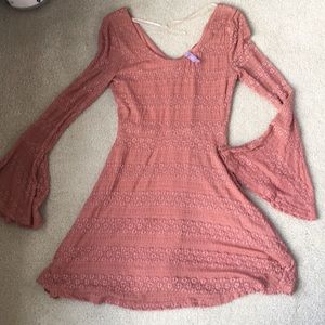 Pink bell sleeved dress